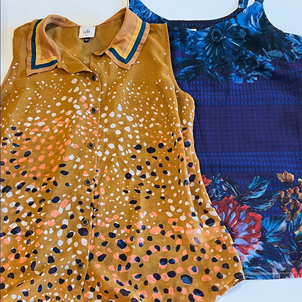 CAbi - bundle of 2, Multicolor Sleeveless Blouse and Floral Tank Set, S